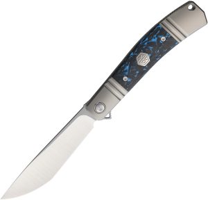 Rike Knife Framelock Gray Blue CF (3.25″)