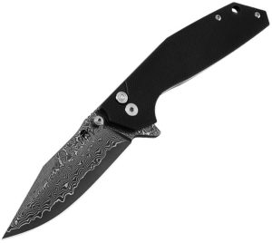 Klaken Knives Noir Button Lock Damascus BK (3.5″)