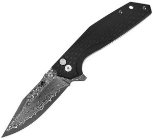 Klaken Knives Noir Button Lock Shredded CF (3.5″)